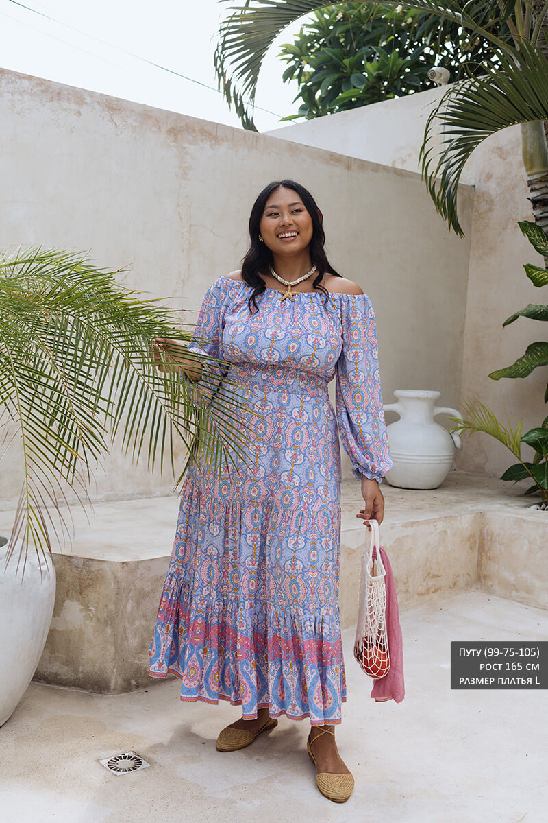 Съемочный образец Платье Шанта голубые огурцы