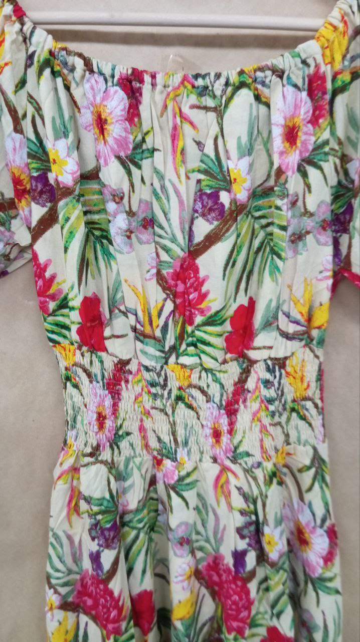 Эксклюзив Платье Парвати цветы красные желтые #14 (длина миди)