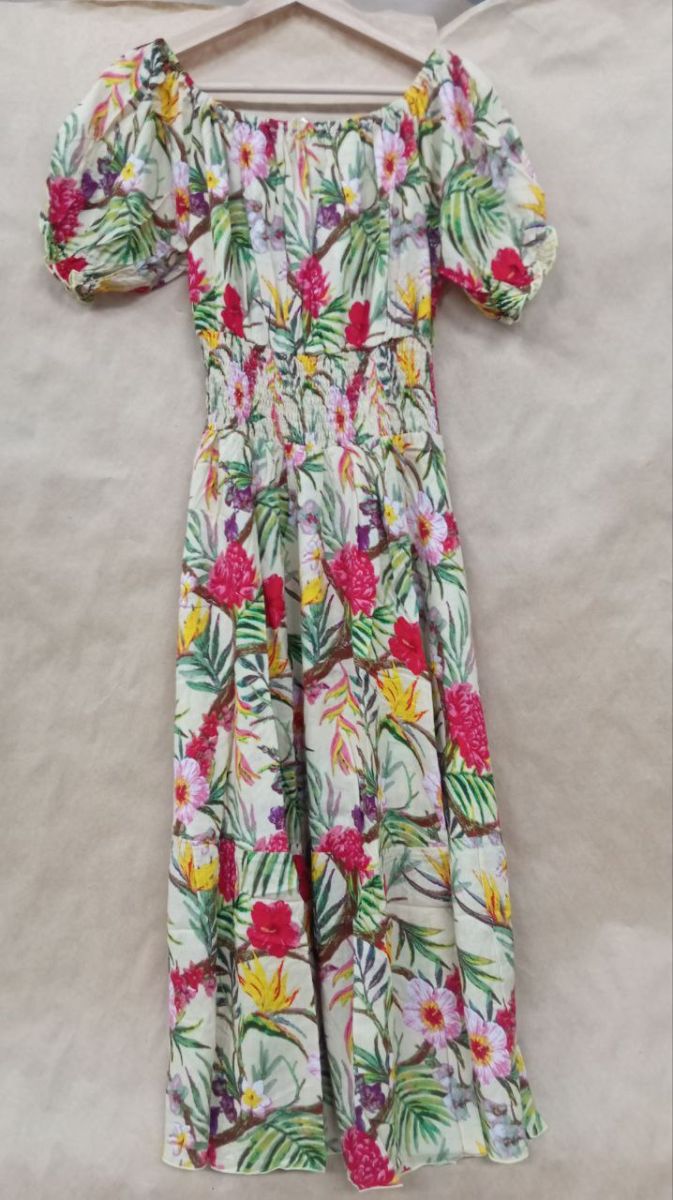 Эксклюзив Платье Парвати цветы красные желтые #14 (длина миди)