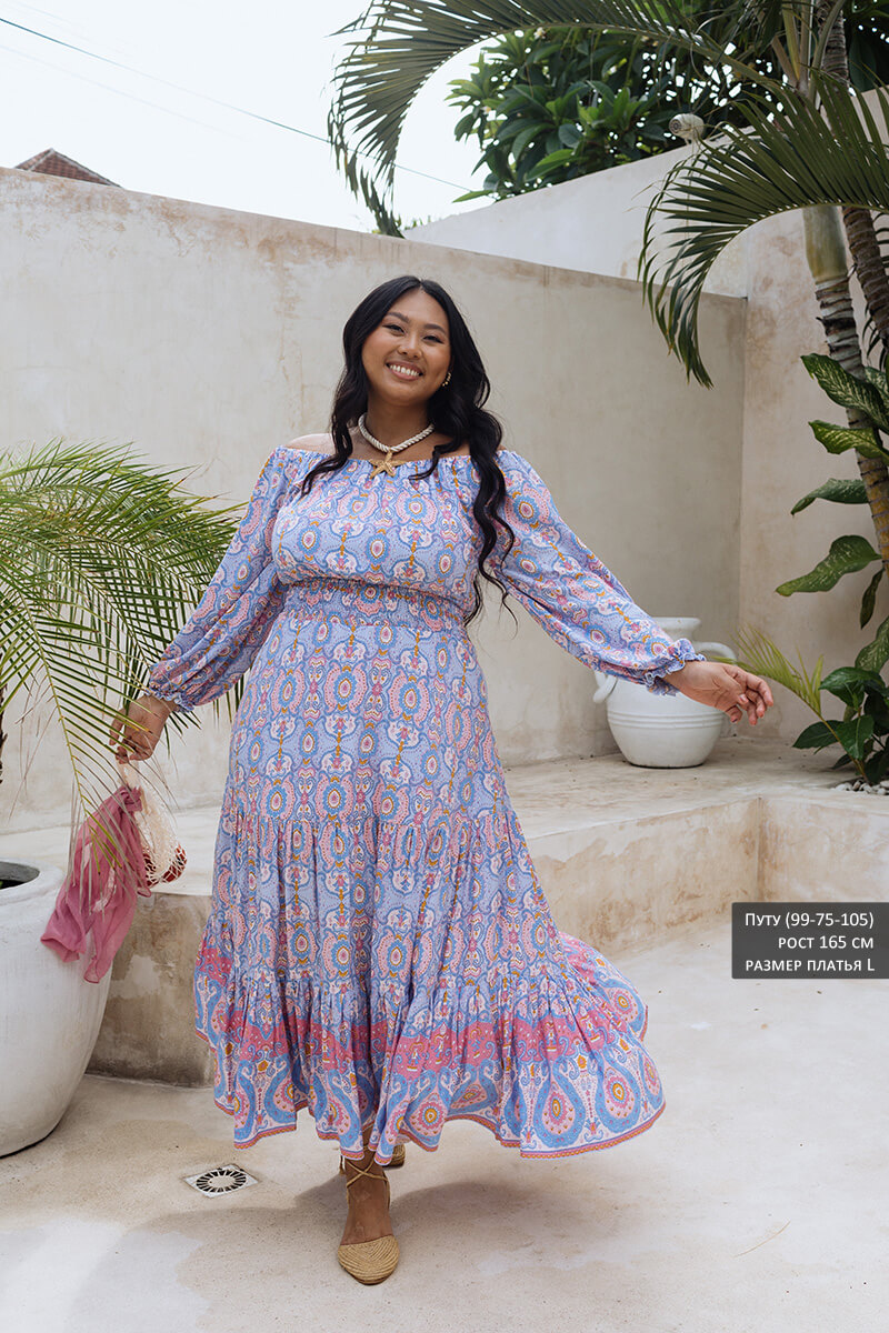 Съемочный образец Платье Шанта голубые огурцы