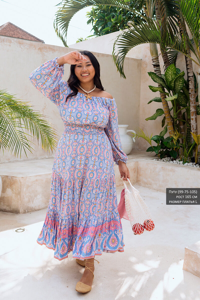 Съемочный образец Платье Шанта голубые огурцы