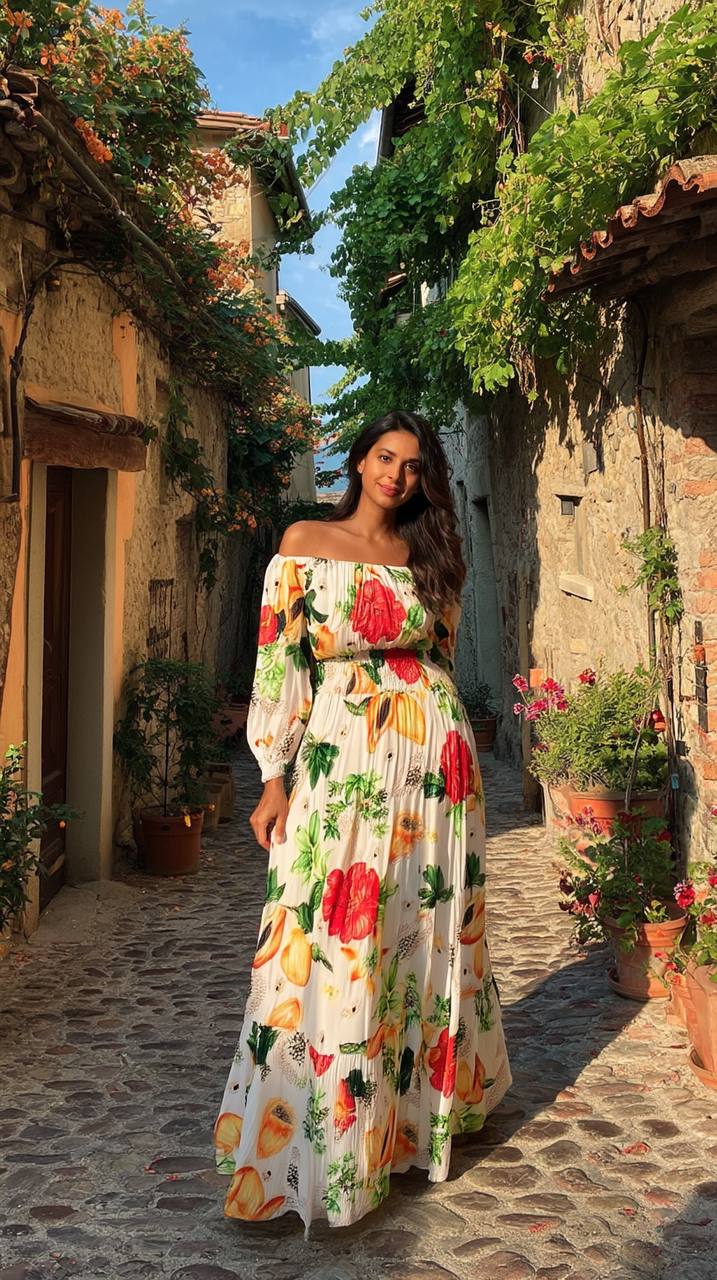 Платье Парвати папайя (длина макси)