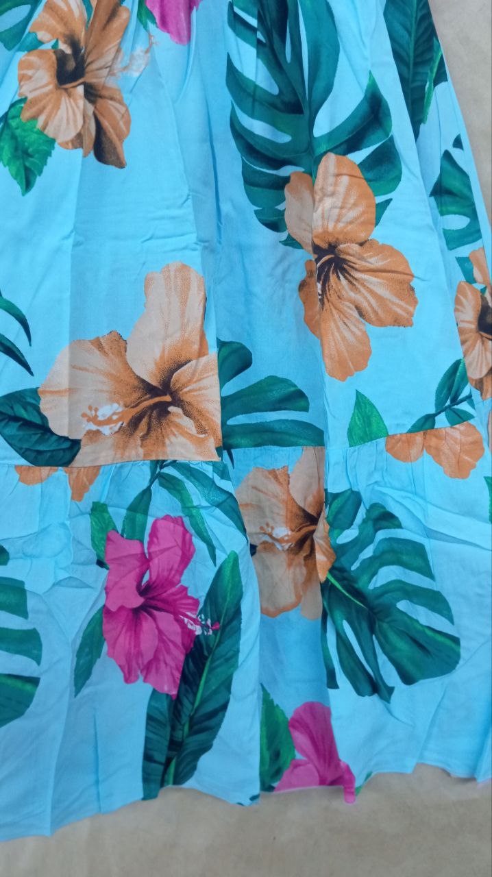 Эксклюзив Платье Парвати цветы голубое #54 (длина миди)