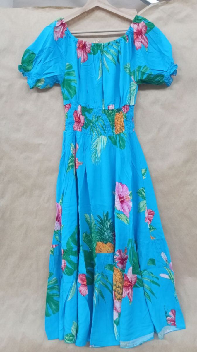 Эксклюзив Платье Парвати цветы бирюза #11 (длина миди)