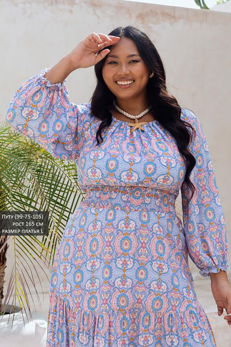 Съемочный образец Платье Шанта голубые огурцы