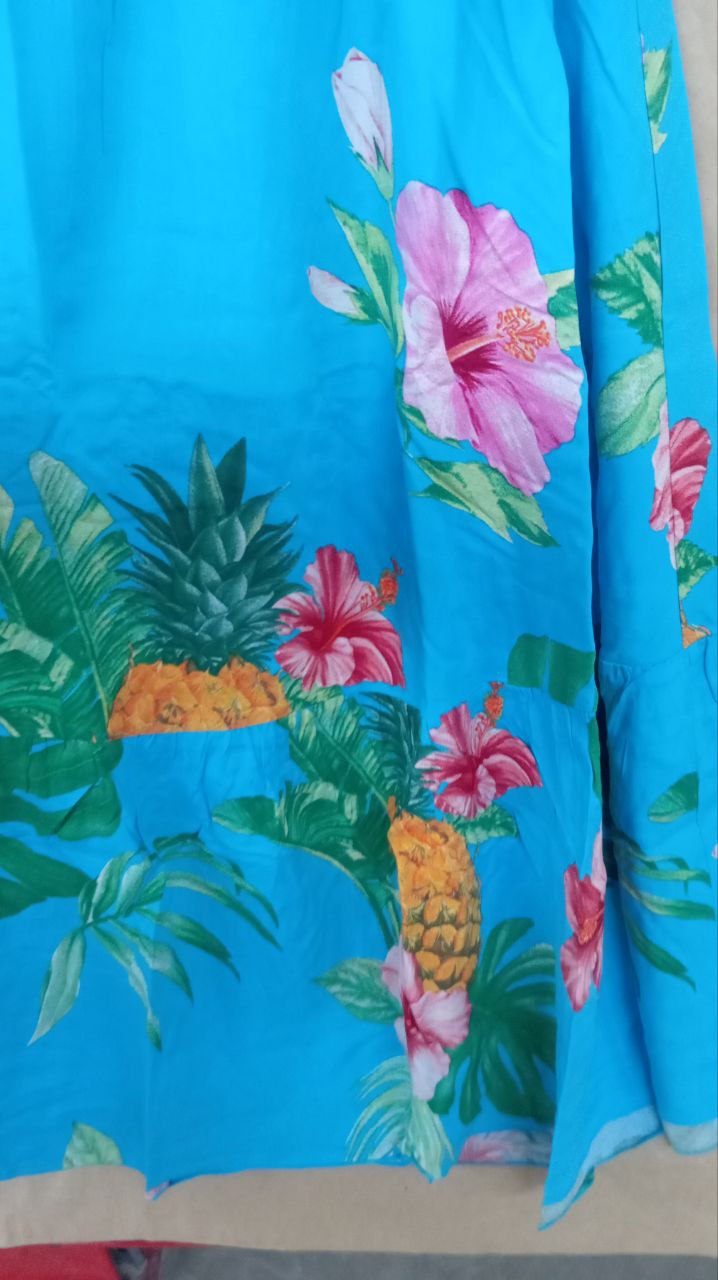 Эксклюзив Платье Парвати цветы бирюза #11 (длина миди)