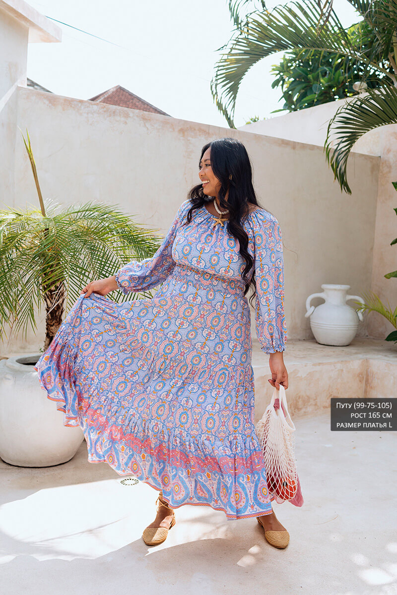 Съемочный образец Платье Шанта голубые огурцы